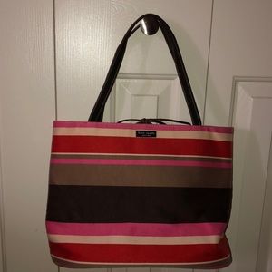 Red & Pink Kate Spade Classic Stripes tote bag